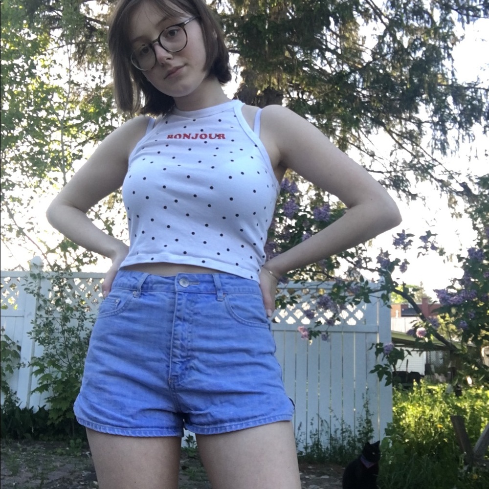 Polka dot bonjour crop top